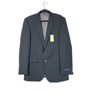 Alan Flusser Men's Sport Coat Blazer Suit Jacket 6215 Poly Viscose Blue 42 Long